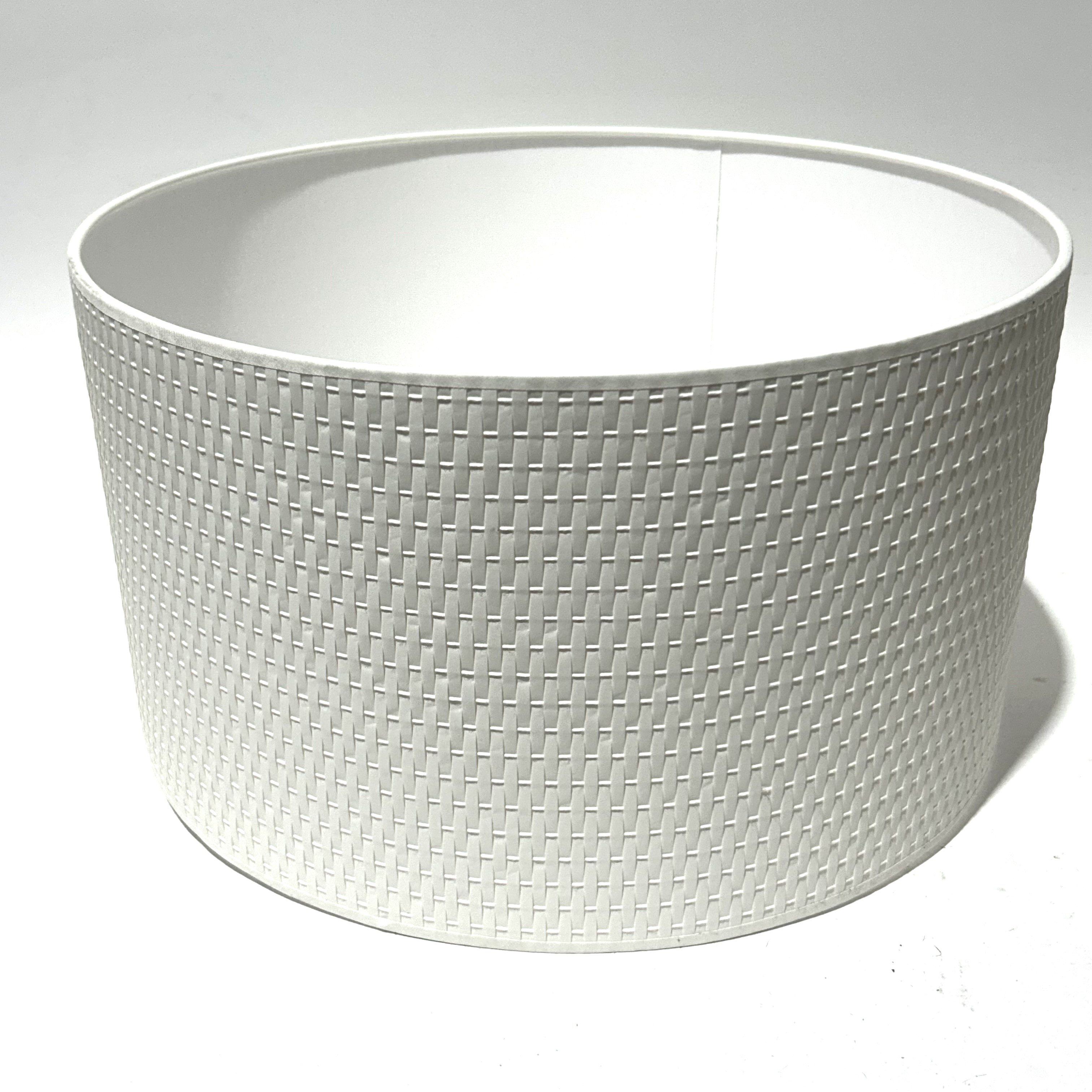 LAMPSHADE, Drum White Weave 44cmD x 25cmH